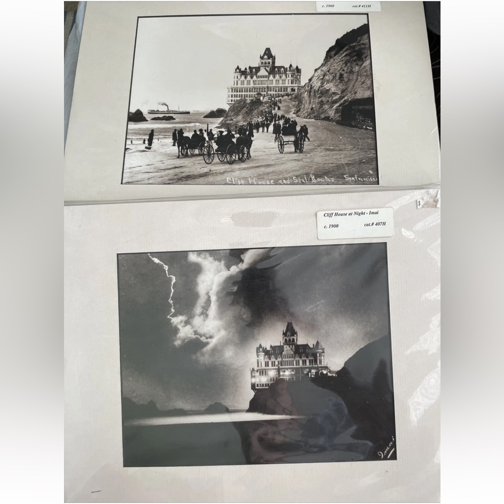 Night Clouds Cliff House San Francisco 1900 photo by T. Imai & Cliff house pair